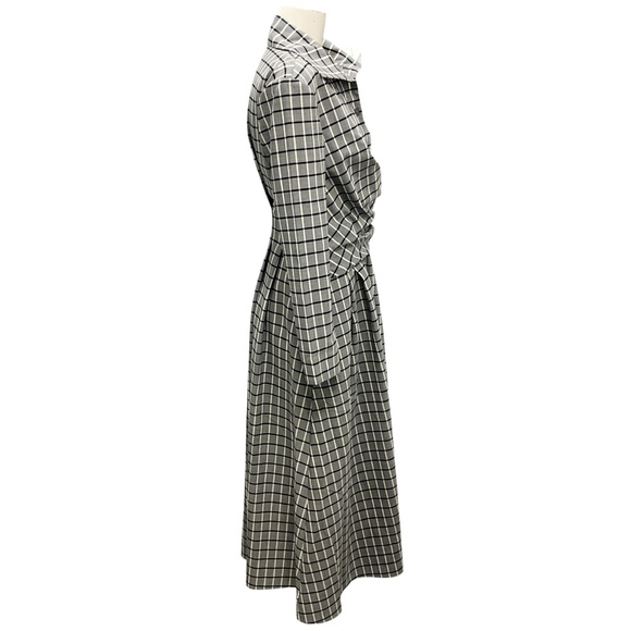 TORY BURCH GREY PLAID WRAP SHIRTDRESS - Picture 2 of 5